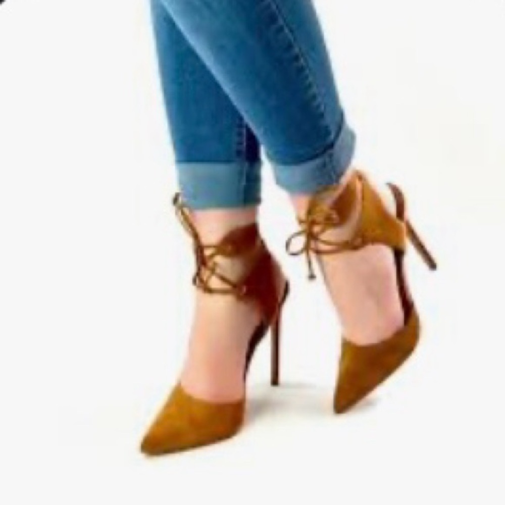Lace-Up Brown Heels Women Size 9